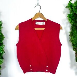 Vintage Talbots Petites 100% Shetland Wool Pink Double Button Layering Vest